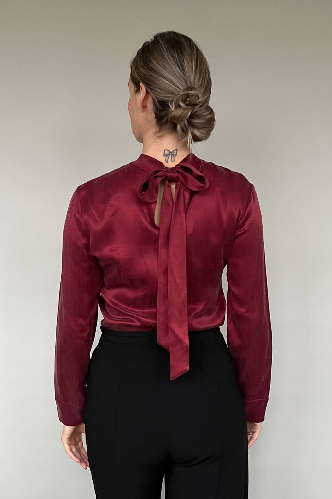 Vegan Silk Bow Blouse