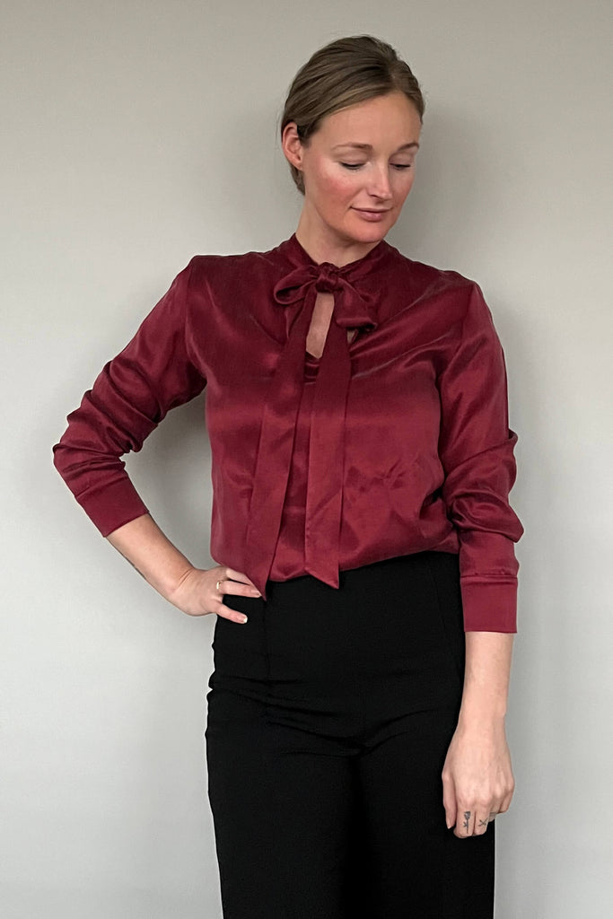 Vegan Silk Bow Blouse