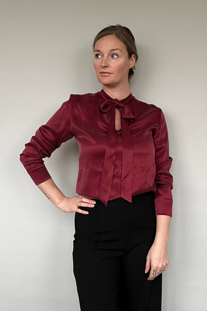 Vegan Silk Bow Blouse