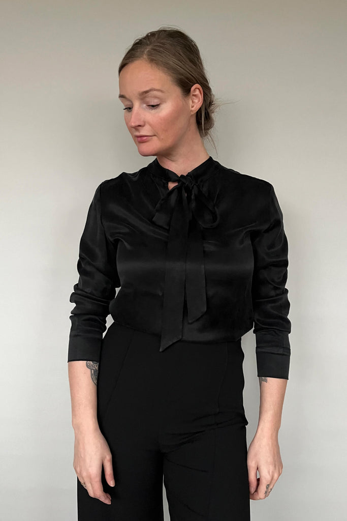 Vegan Silk Bow Blouse